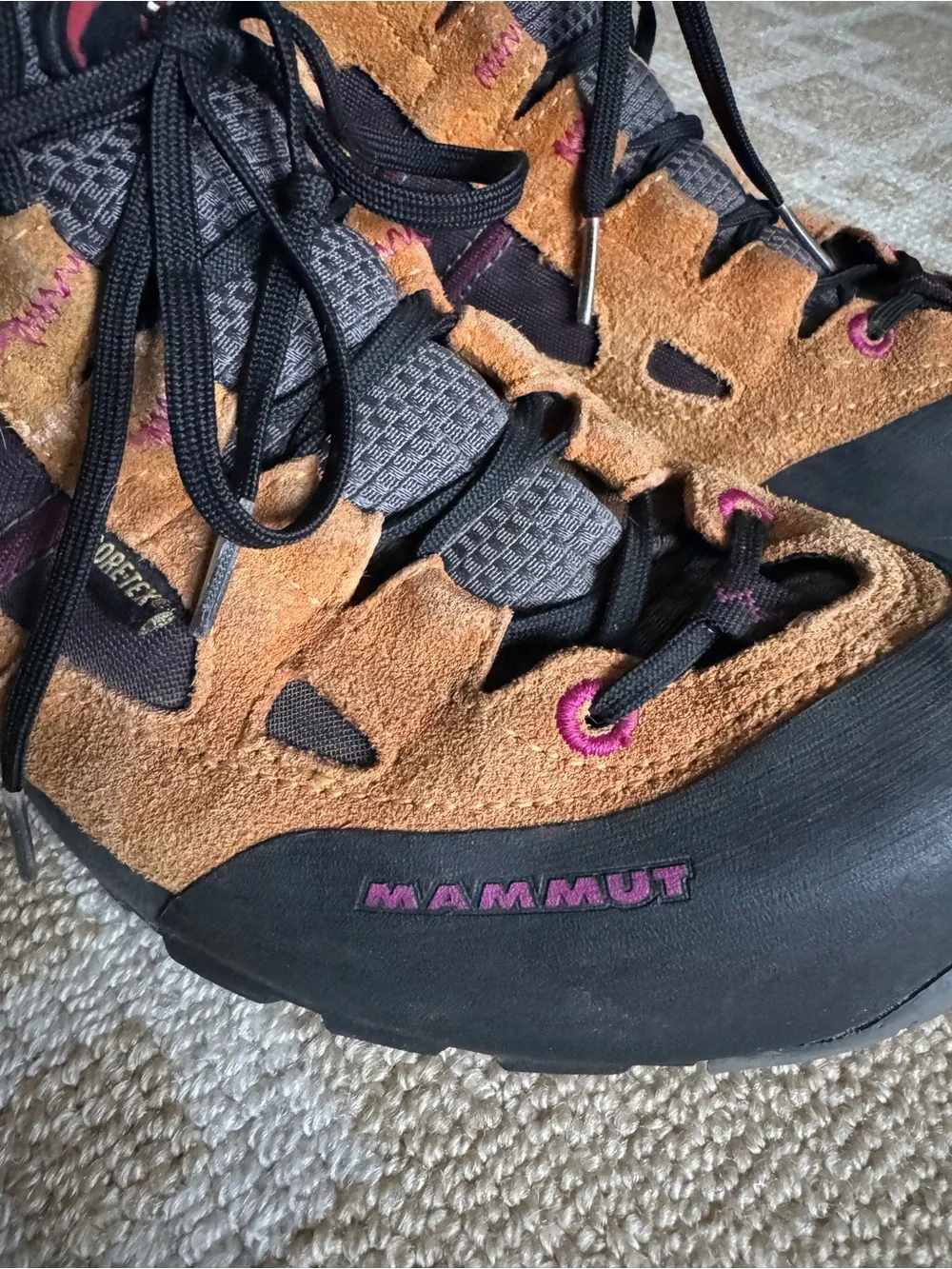Mammut Redburn GTX Gore-Tex Hiking Shoes Outdoor Sneakers Brown Purple Size 8.5